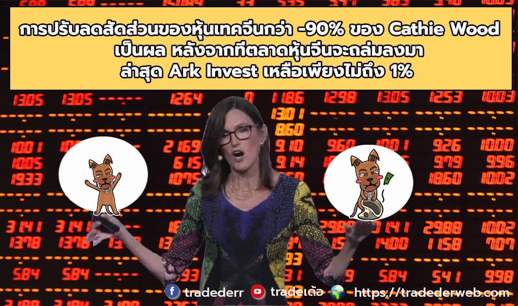 การปรับลดสัดส่วนของหุ้นเทคจีนกว่า -90% ของ Cathie Wood เป็นผล หลังจากที่ตลาดหุ้นจีนจะถล่มลงมา ล่าสุด Ark Invest เหลือเพียงไม่ถึง 1%