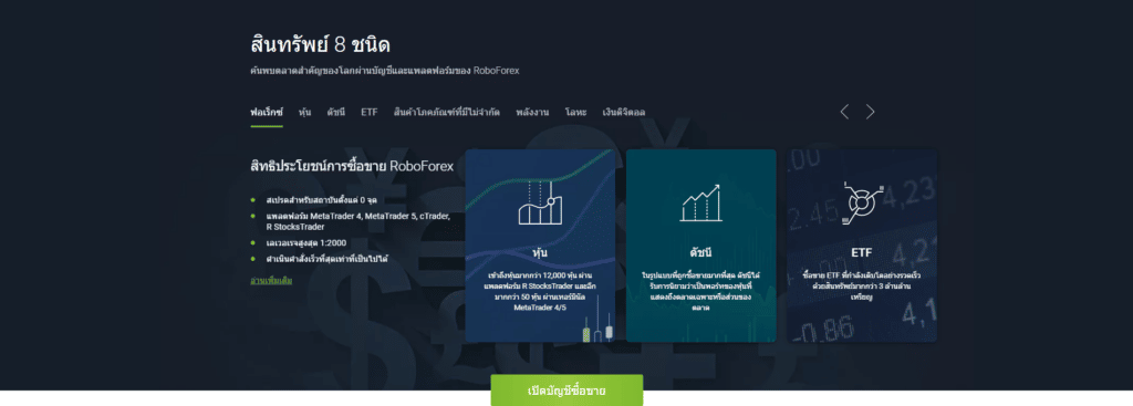 เครื่องมือการซื้อขายของ RoboForex