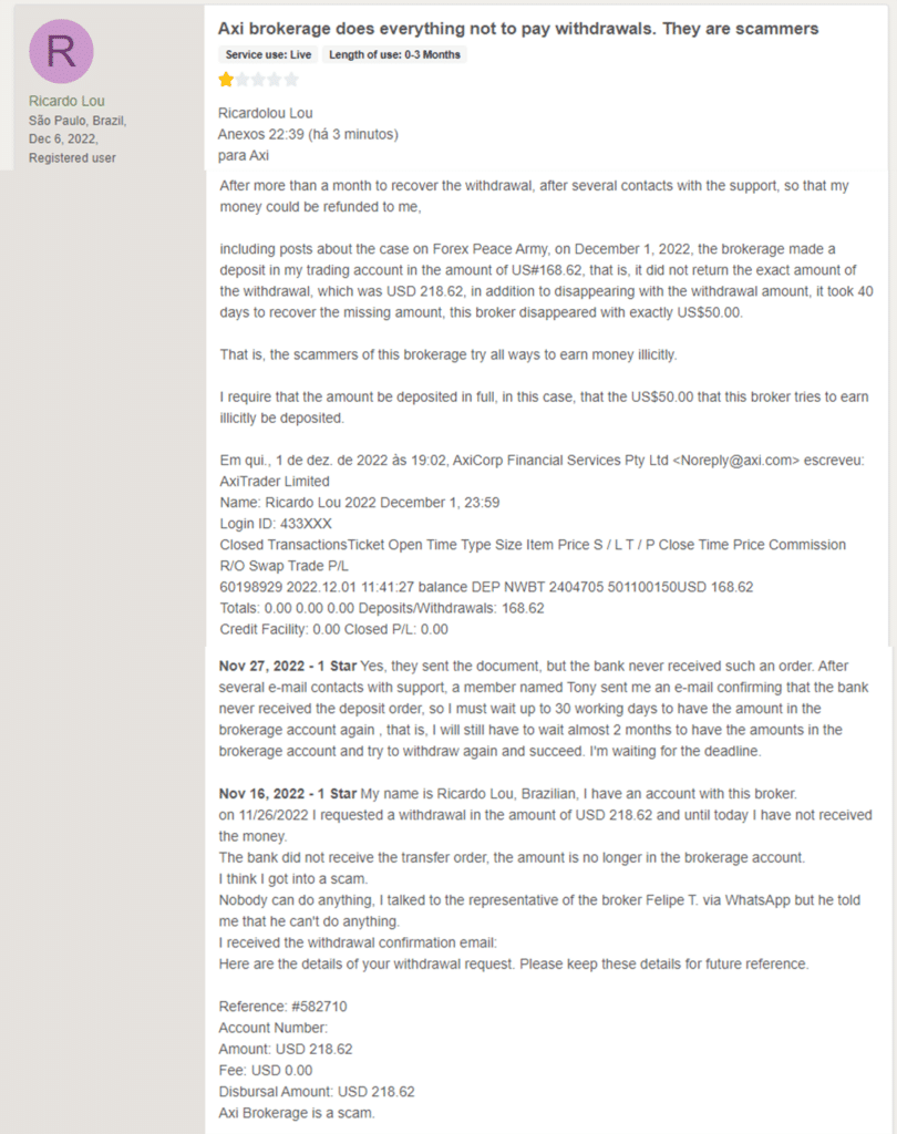 รีวิว Axi (AxiTrader) จากผู้ใช้งานคนที่ 6