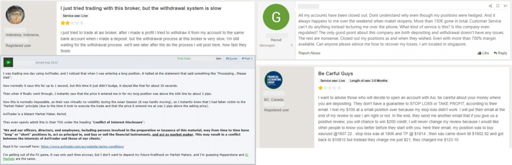 รีวิว Axi (AxiTrader) จากผู้ใช้งานคนที่ 9-12