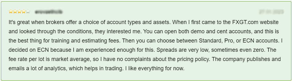จุดเด่นและภาพรวมรีวิว FXGT.com ดีไหม? รีวิว FXGT.com ดีไหมจากผู้ใช้จริง 5