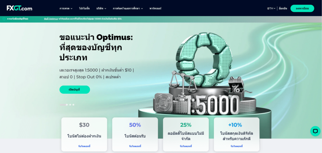 FXGT.com website page หน้าเว็บไซต์ FXGT.com