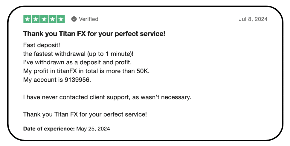 รีวิว Titan FX จาก Trustpilot คนที่ 2 รีวิวโบรกเกอร์ Titan FX ดีไหมจากผู้ใช้จริง 2