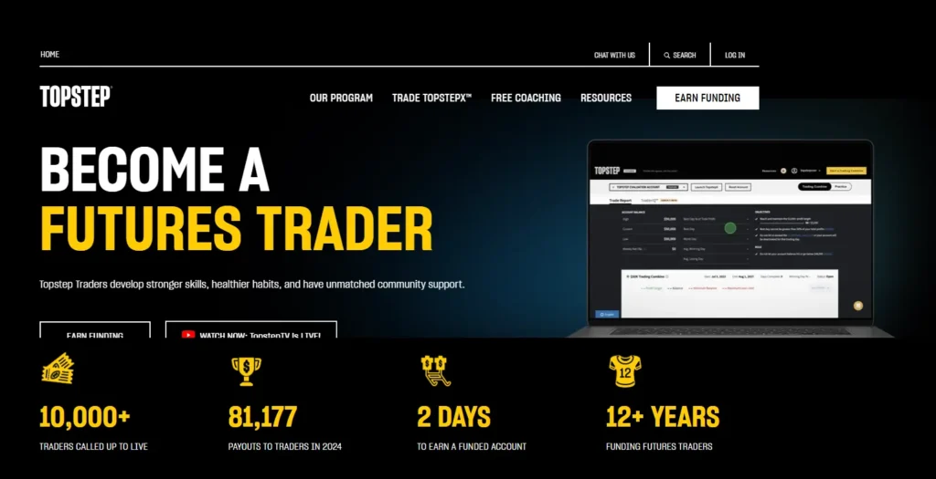 หน้าเว็บไซต์ Topstep หน้าเว็บไซต์ Topstep