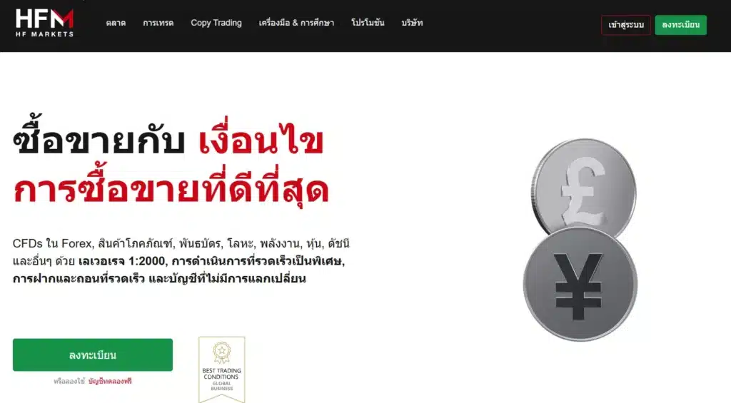 หน้าเว็บไซต์ HFM Broker